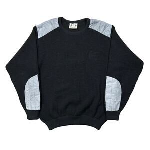 Vintage Hysport Pure New Wool Crewneck Sweater Black Grey